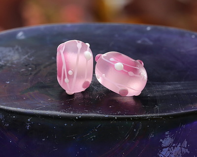 Grace Lampwork Matte Slumber Party Rondelle 9x13mm