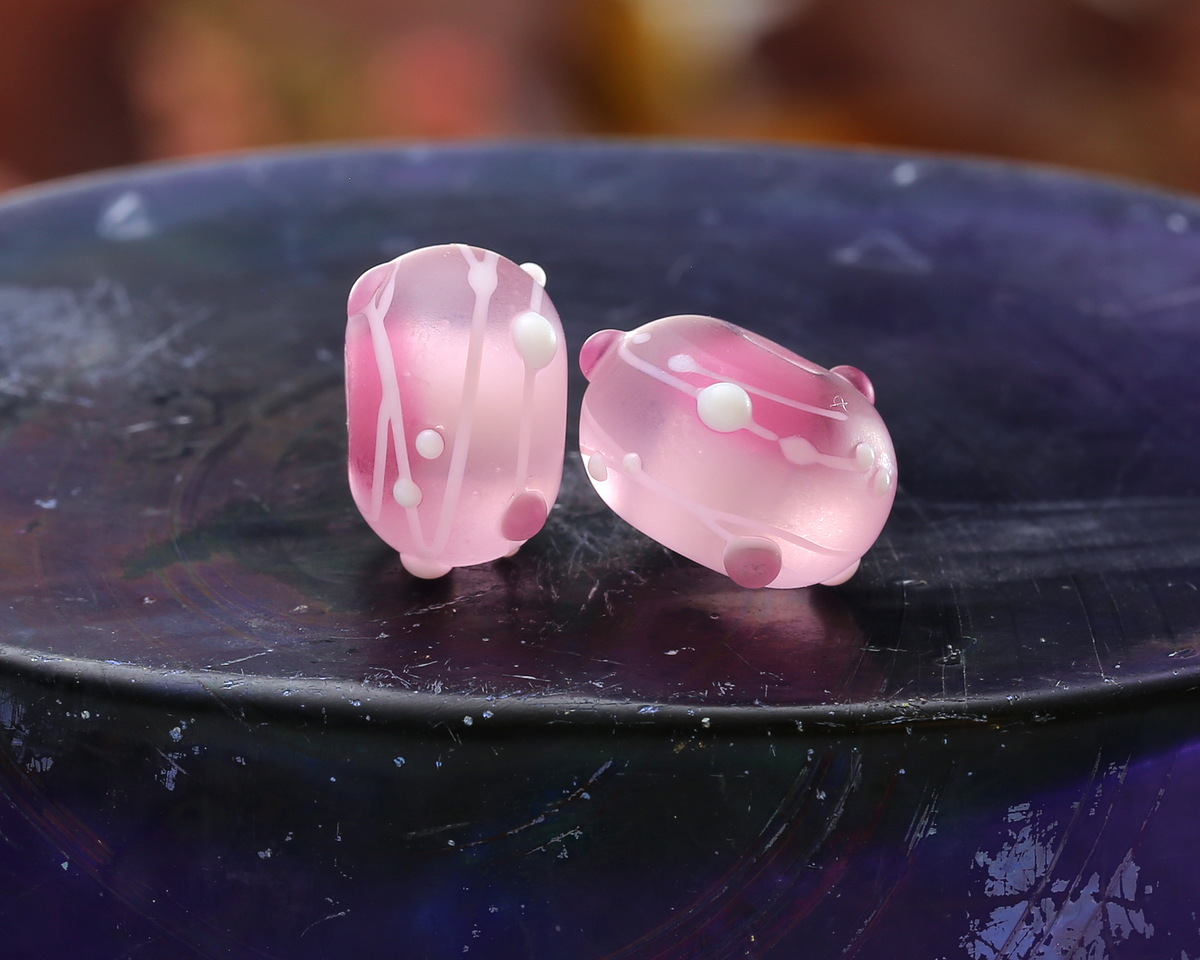 Grace Lampwork Matte Slumber Party Rondelle 9x13mm