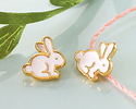 24K Gold (plated) White Enamel Bunny Button 11x11.5mm