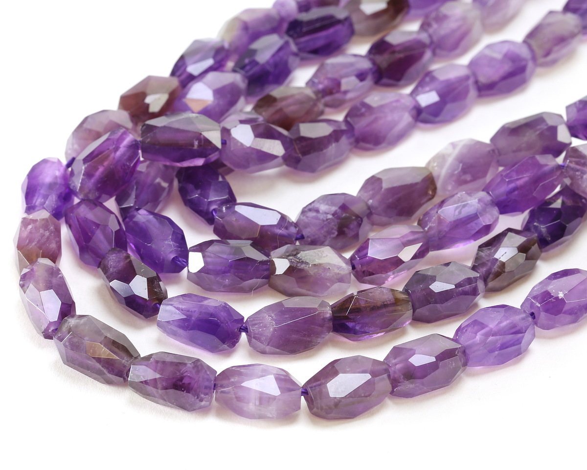 Amethyst Microfaceted Long Nugget 9x14mm