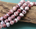 Amethyst & White Swirl Lampwork Glass Round 10mm