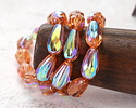 Czech Glass Rosaline AB w/ Platinum Faceted Teardrop 15x8mm