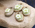 Bottle Green Crackle Porcelain Waterlily Teardrop Focal 17x27mm
