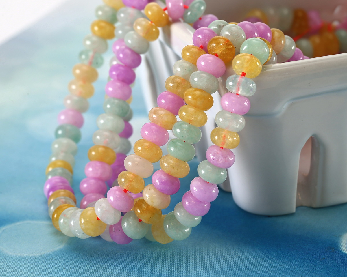 Spring Flowers Mix Agate Rondelle 5x8mm