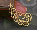 Vintaj Solid Brass Filigree Plume 40x25mm