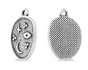 Antique Silver (plated) Celestial Symbols Organic Oval Focal 14x19mm
