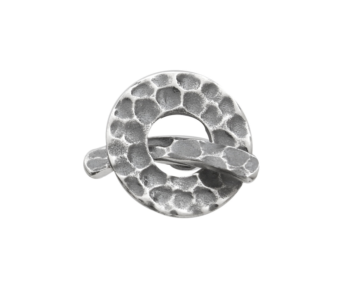 Saki Sterling Silver Hammertone Toggle Clasp 18mm, 22mm bar