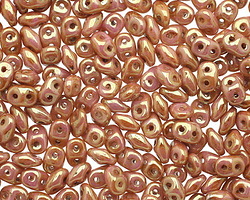 Luster Opaque Rose/Gold Topaz SuperDuo 2x5mm Seed Bead