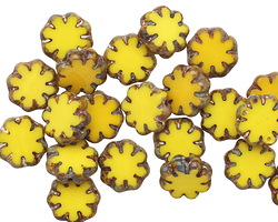 Czech Glass Citrus Picasso Daisy 9mm