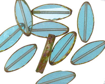 Czech Glass Beach Glass Picasso Horse Eye 17x6mm