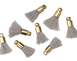 Concrete w/ Gold (plated) Bead Cap Tiny Thread Tassel 14mm
