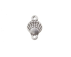 Antique Silver (plated) Scallop Shell Link 16x10mm