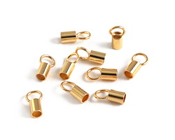 Gold (plated) 2mm Glue-In Cord End w/ Loop 4x3mm