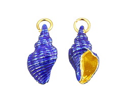 Cloisonné Blue w/ Gold Finish Cinerea Shell Focal 12x21-22mm