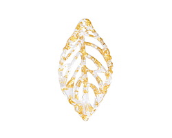 Gold Foil Acetate Openwork Leaf Focal 22x38mm