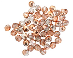 Czech Glass Crystal w/ Rose Gold Fire Polished Round 4mm