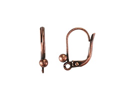 Antique Copper (plated) Leverback Earring w/ 3mm Ball 12x15mm