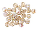 Czech Glass White Opal AB w/ Gold Faceted Melon 6mm