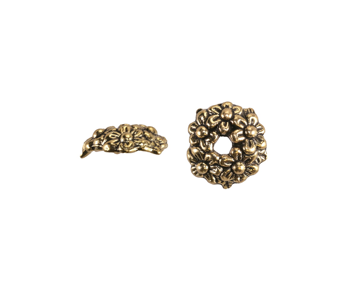 Antique Gold (plated) Daisies Bead Cap 3x11mm