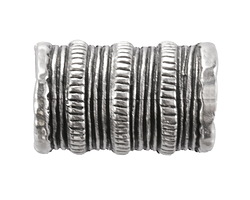 Mykonos Antique Silver (plated) Large Hole Long Roped Barrel 31x19mm