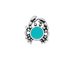 Antique Silver (plated) Aqua Enamel Crab Focal Link 13x15mm