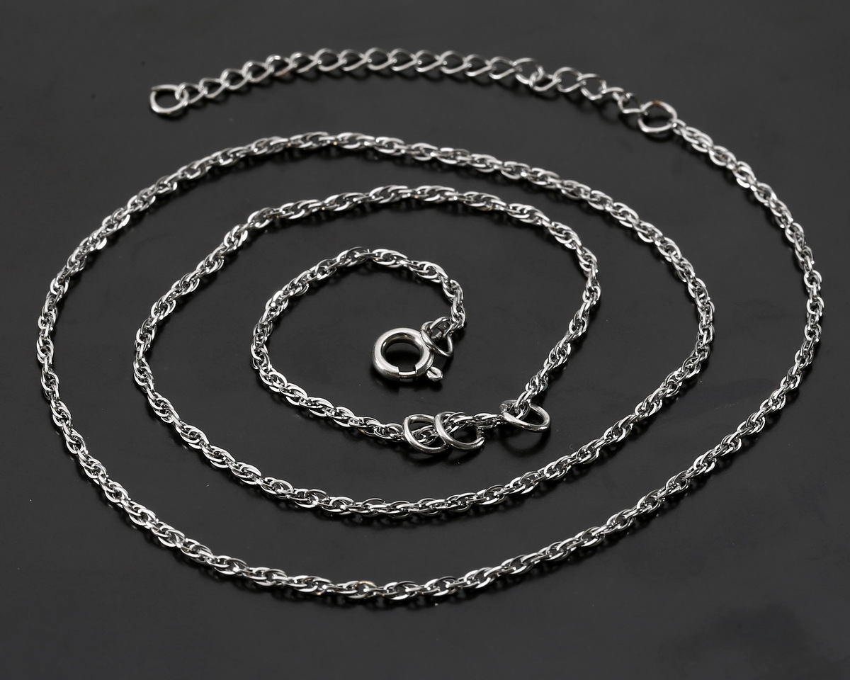 Stainless Steel Figaro Chain, 18" Finished w/ 3 jump rings & 2" extender, 1.25x1.64mm links