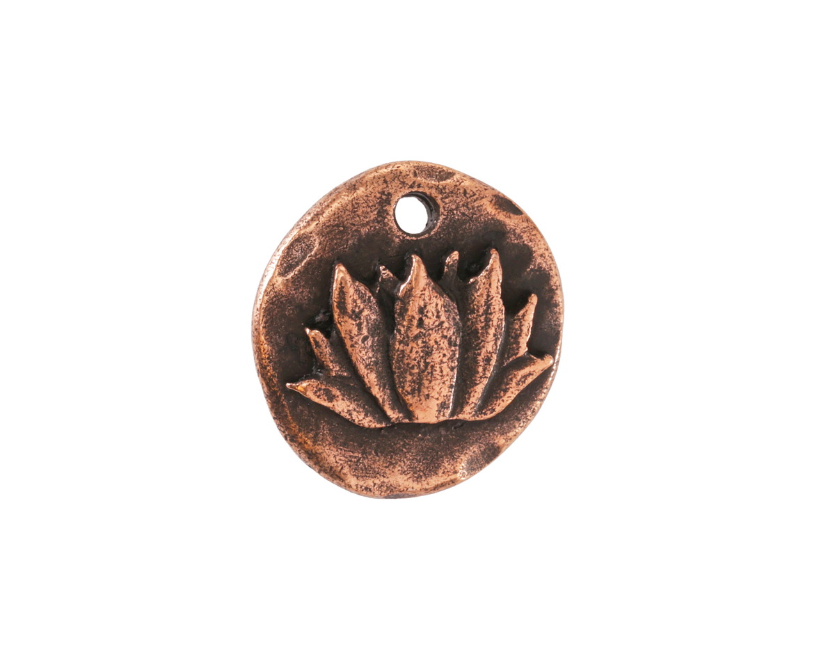Nunn Design Antique Copper (plated) Small Organic Lotus Round Charm 17.5mm