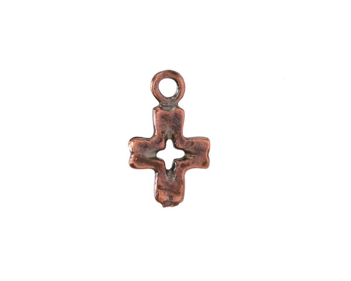 Mykonos Antique Copper (plated) Openwork Cross Focal 11x18mm