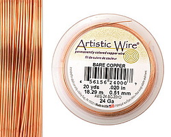 Artistic Wire Bare Copper 24 gauge, 20 yards
