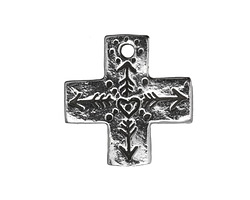 Green Girl Pewter Heart Cross 24mm