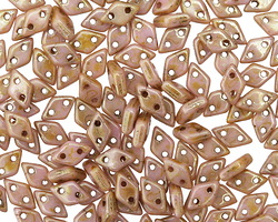CzechMates Glass Luster Opaque Rose Gold Topaz 2-Hole Diamond 4x6mm