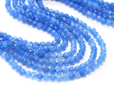 Sapphire Blue Agate Faceted Round 4mm