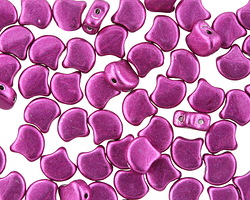 Matubo Czech Glass ColorTrends: Sueded Gold Fuchsia Red 2-Hole Ginkgo Leaf 7.5mm