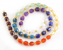 Chakra Mix (Garnet, Carnelian, Citrine, Green Aventurine, Pacific Blue Apatite, Lapis, Amethyst, Rock Crystal) Energy Tube 7x6mm