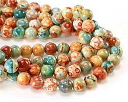 Copper Red & Sage Agate Round 10mm
