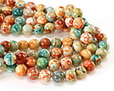 Copper Red & Sage Agate Round 10mm