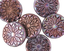 Czech Glass Bronze Iris Origami Flower Coin 18mm