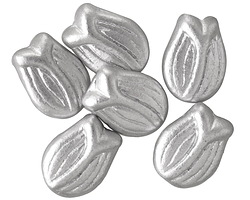 Czech Glass Matte Silver Tulip 16x12mm