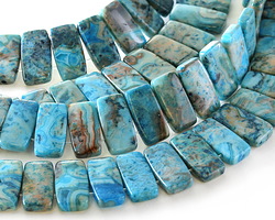 Larimar Blue Crazy Lace Agate 2-Hole Rectangle 10x20mm
