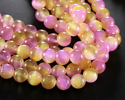 Pink & Mango Dual-Tone Selenite Round 10mm
