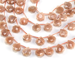 Peach Moonstone Microfaceted Diamond Pear Teardrop 13x14-15mm