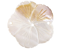 White Shell Carved Hibiscus 3-Hole Focal 38mm