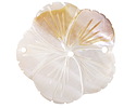 White Shell Carved Hibiscus 3-Hole Focal 38mm