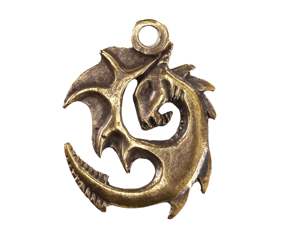 Mykonos Antique Brass (plated) Spiral Dragon 23x31mm