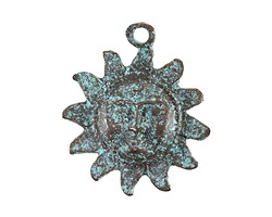 Mykonos Copper (plated) Patina Sun Face Focal 25x29mm