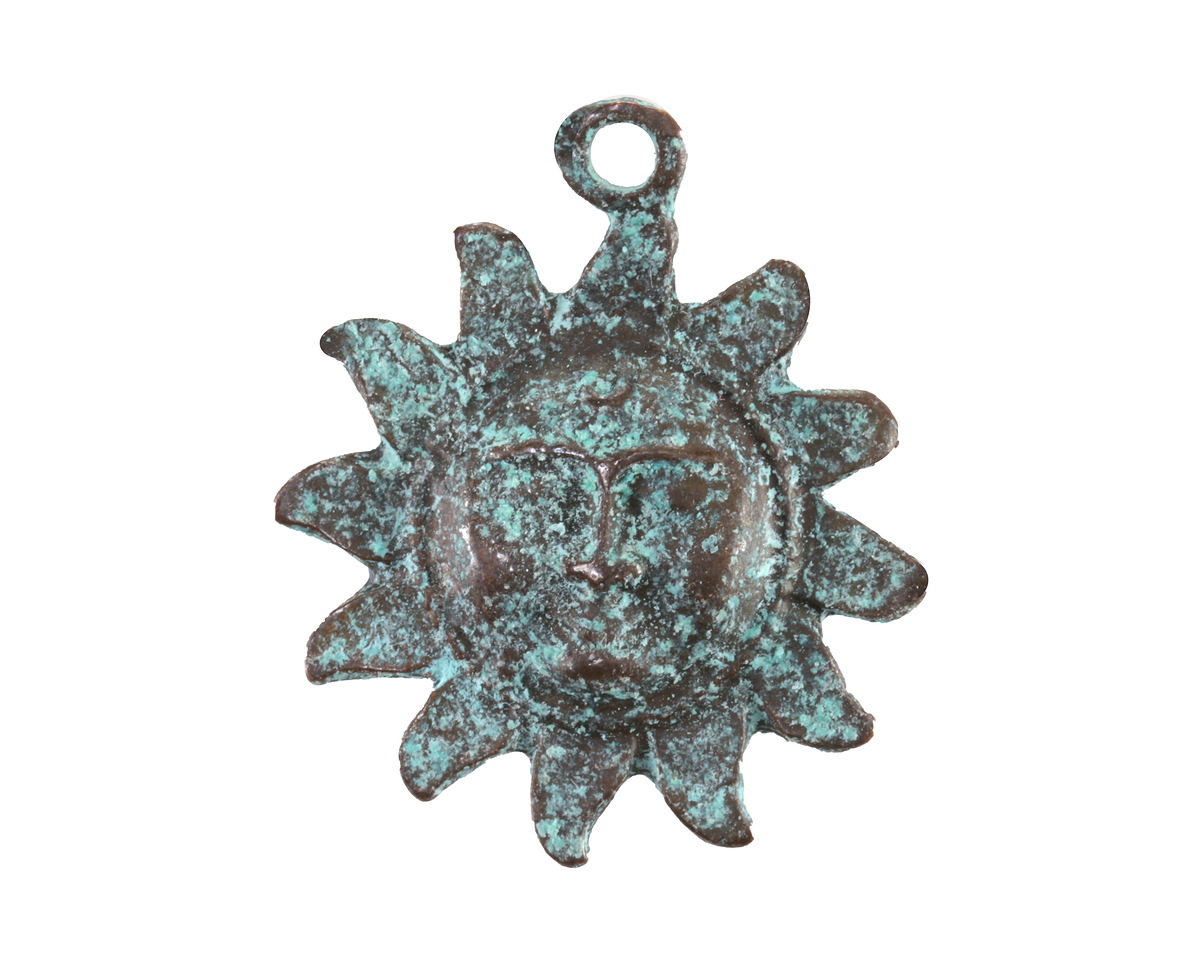 Mykonos Copper (plated) Patina Sun Face Focal 25x29mm
