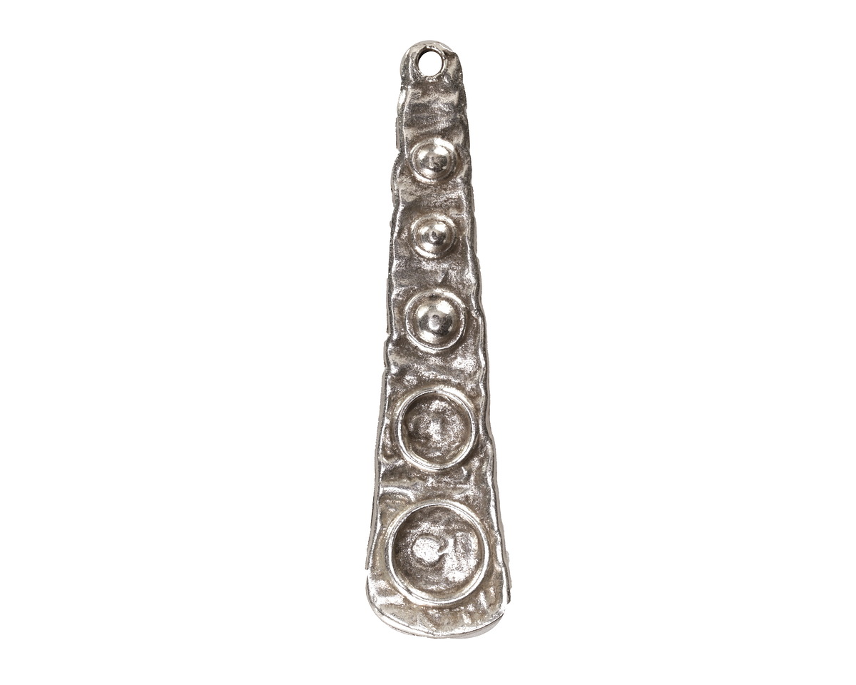 Mykonos Antique Silver (plated) Long Graduated Circle Drop Focal 8x53mm