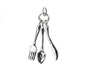 Nina Designs Sterling Silver Fork, Spoon & Knife Charm 8x30mm