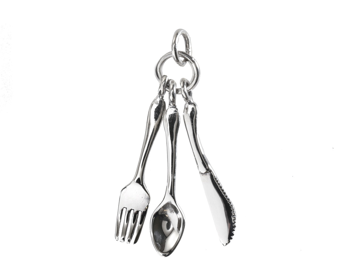Nina Designs Sterling Silver Fork, Spoon & Knife Charm 8x30mm