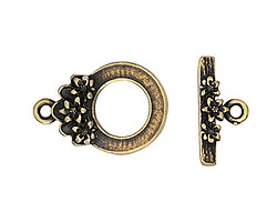 TierraCast Antique Brass (plated) Blossom Toggle Clasp 21x14mm, 17mm Bar